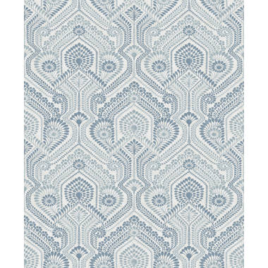 Scott Living Home Trousdale Navy Fanning Flora Wallpaper | Perigold